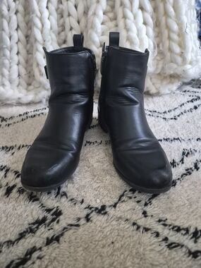 Black Faux Leather Ankle Boots